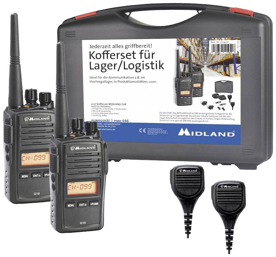 Midland G18 Pro NC 2er Koffer m. MA 25-M Security C1145.S1 PMR handheld transceiver