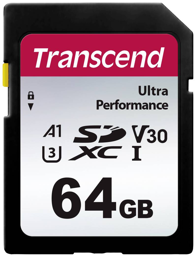 Transcend TS64GSDC340S SDXC card 64 GB A1 Application Performance Class, v30 Video Speed Class, UHS-Class 3 shockproof, Waterproof