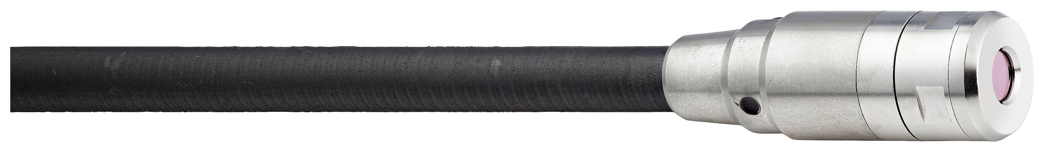 Silver-coloured cylindrical metal attachment with a black cable; possibly part of a technical device or tool.