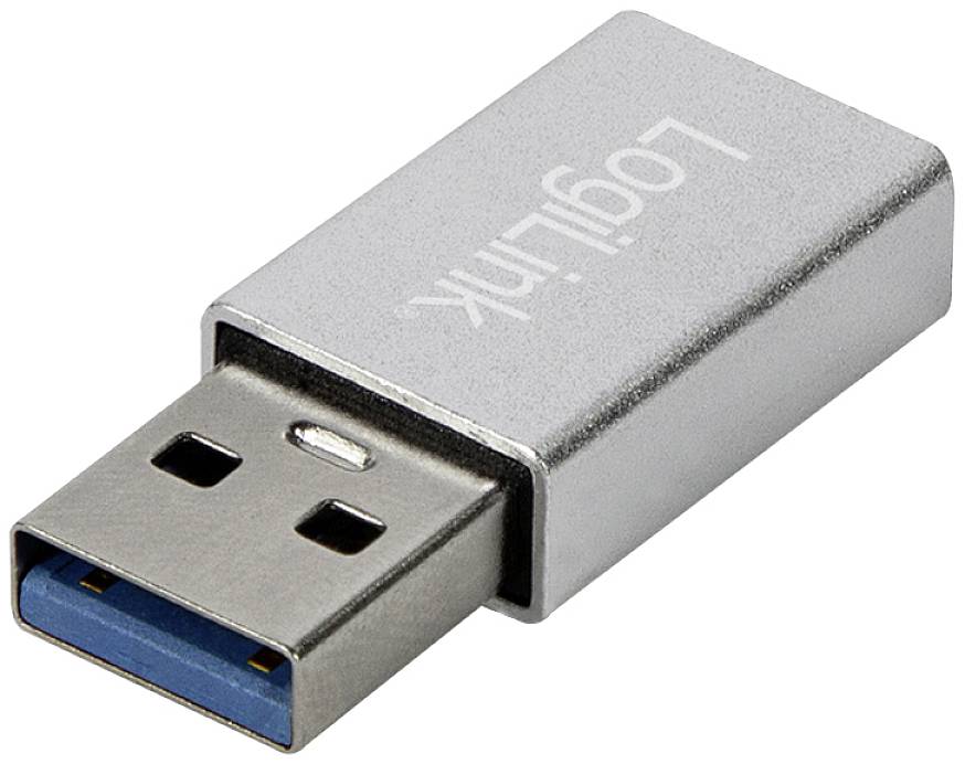 A silver USB plug with 'LogiLink' printed on the top surface.