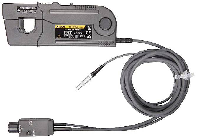 Current clamp with cable, primarily used in electronic measurement technology. Grey housing with manufacturer name 'RIGOL'.