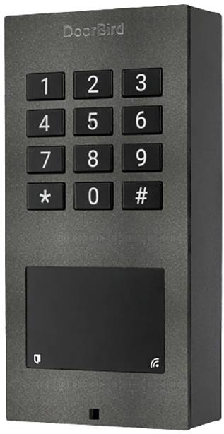 Door access system with number pad and RFID reader. Keys 0-9, *, #. Brand: DoorBird.