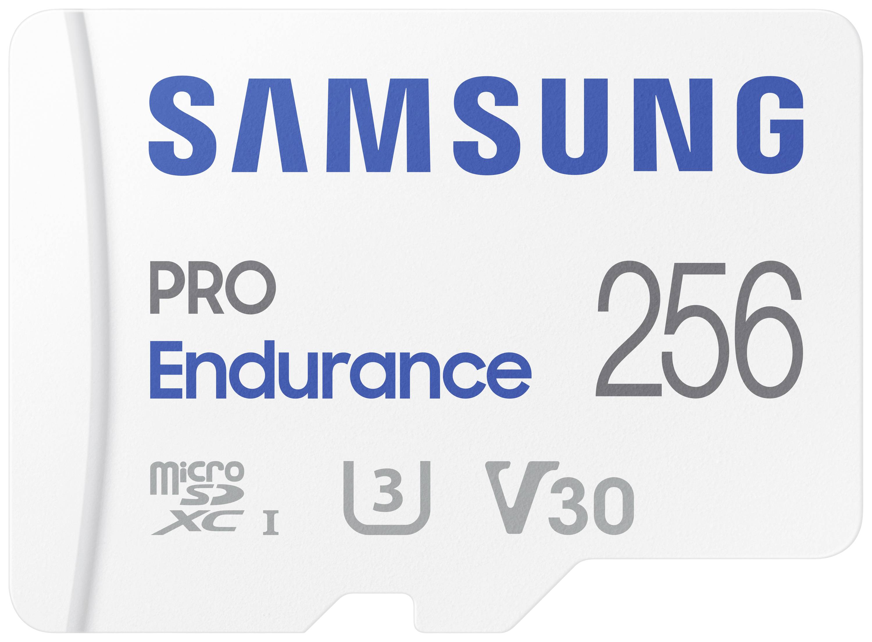 Samsung PRO Endurance microSDXC card 256 GB Class 10, UHS-Class 3, v30 Video Speed Class 4k video support, incl. SD adapter