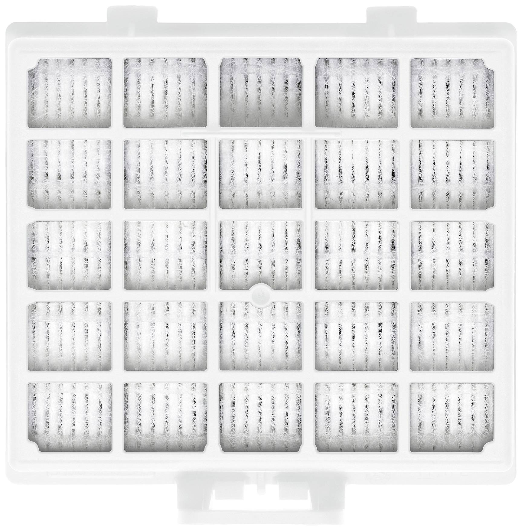 A rectangular HEPA filter with 18 small, white, ridged sections designed to filter dust and allergens from the air.