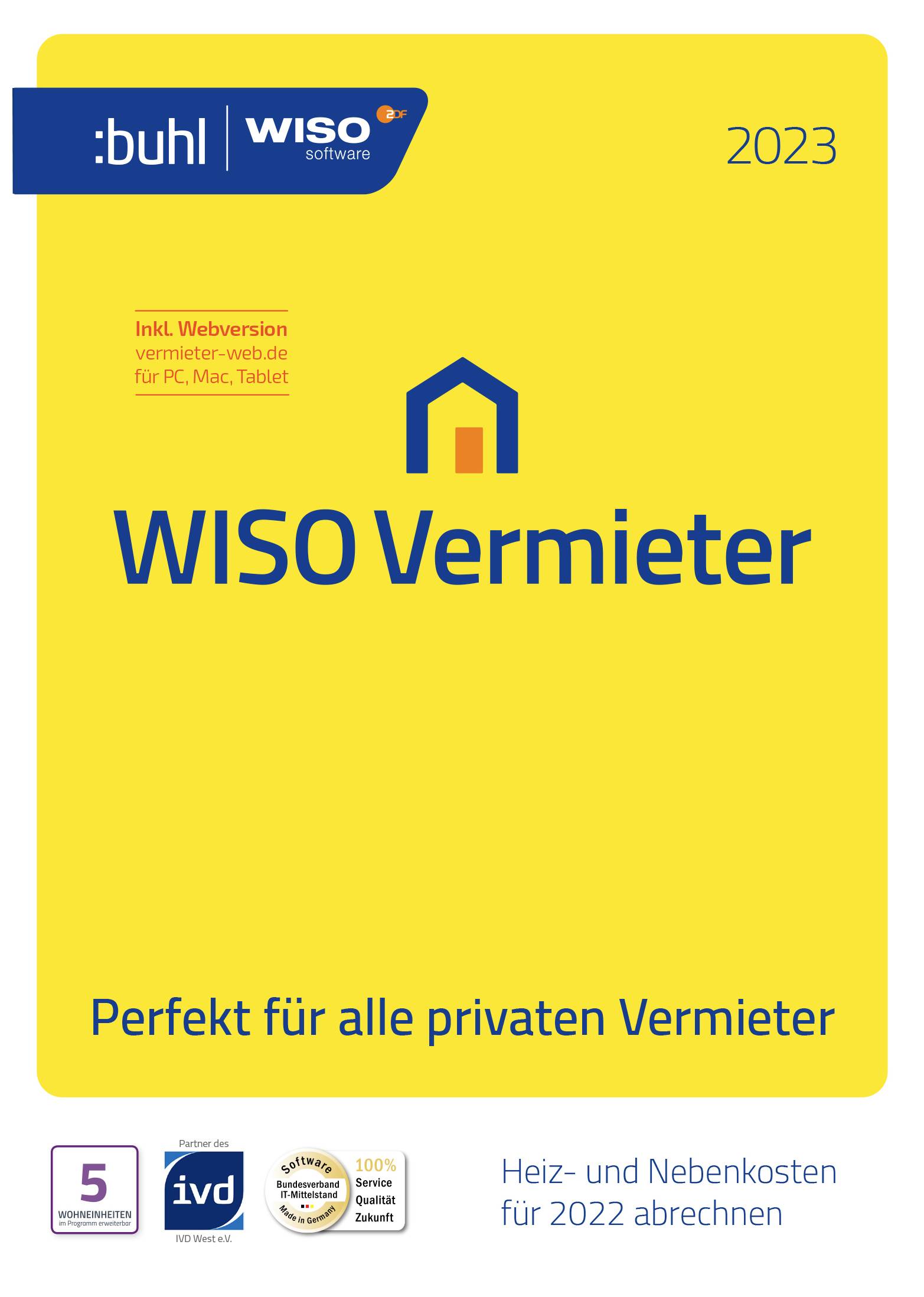 WISO Vermieter 2023 (5 WE) Full version, 1 licence Windows Finance & Accounting