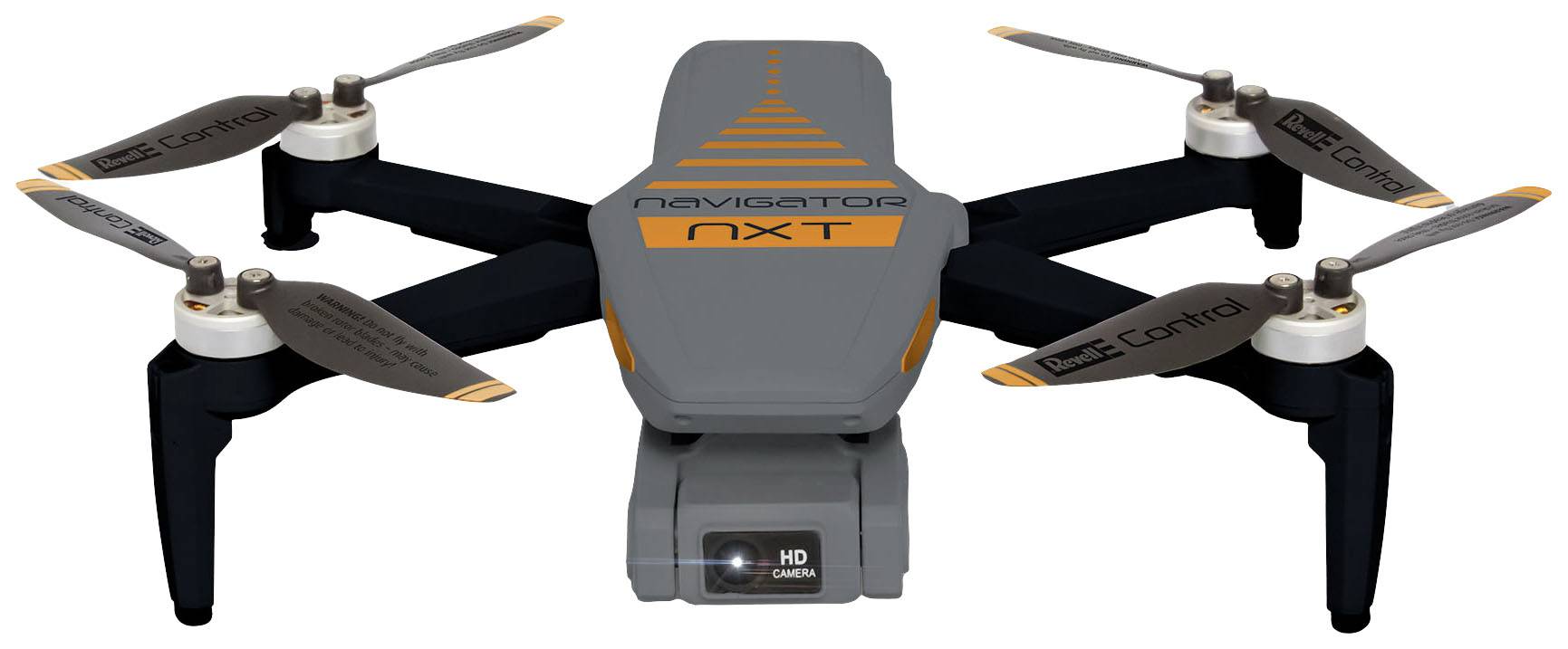 A four-wheeled grey quadcopter with the inscription 'navigator nxt' on the top surface. It is equipped with an HD camera at the front.