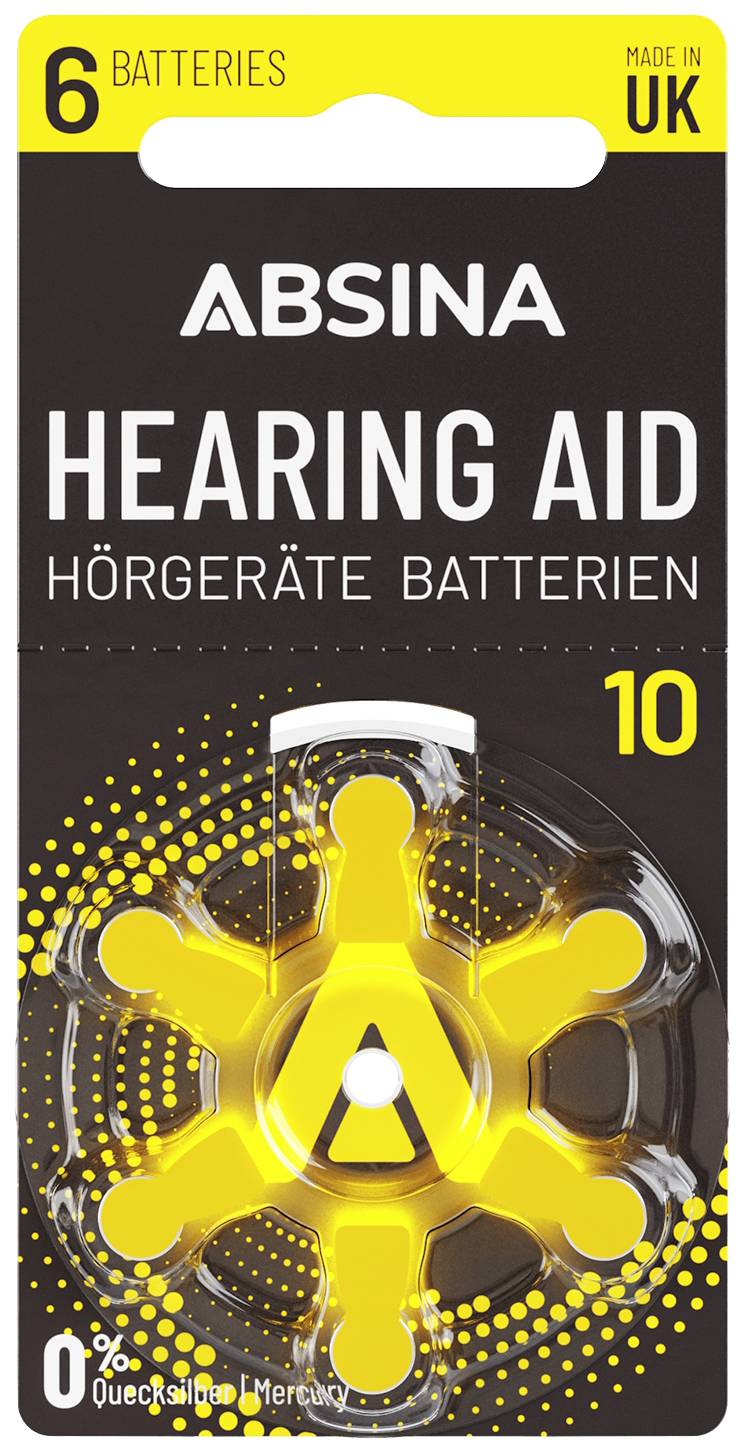 Absina Hearing aid battery ZA 10 1.4 V 6 pc(s) Zinc air PR70