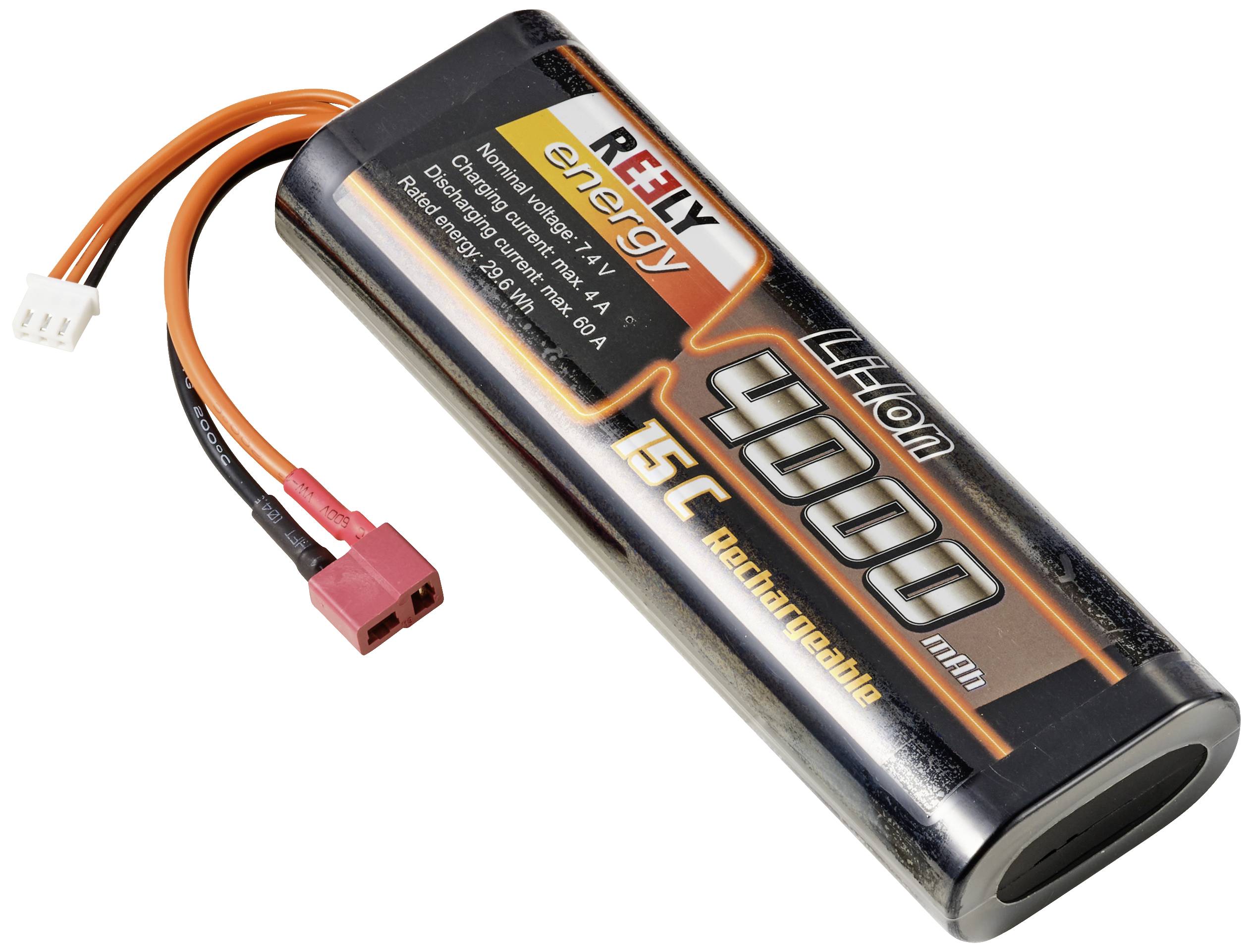 LiPo battery with 4000 mAh capacity and 15C discharge rate, primarily used in RC models. Cable with XT60 connector and white balance lead.