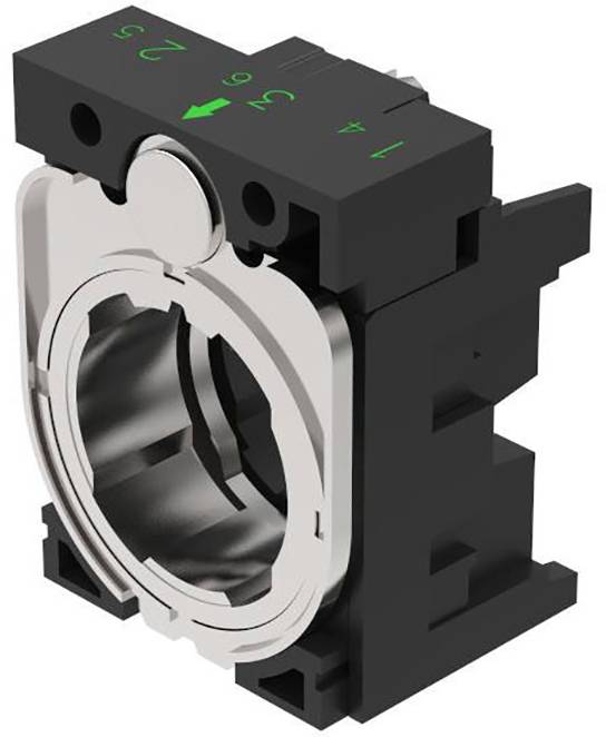 Switch base made of plastic and metal with green-marked numbers from 1 to 4 on the upper black edge. Metal ring at the front.