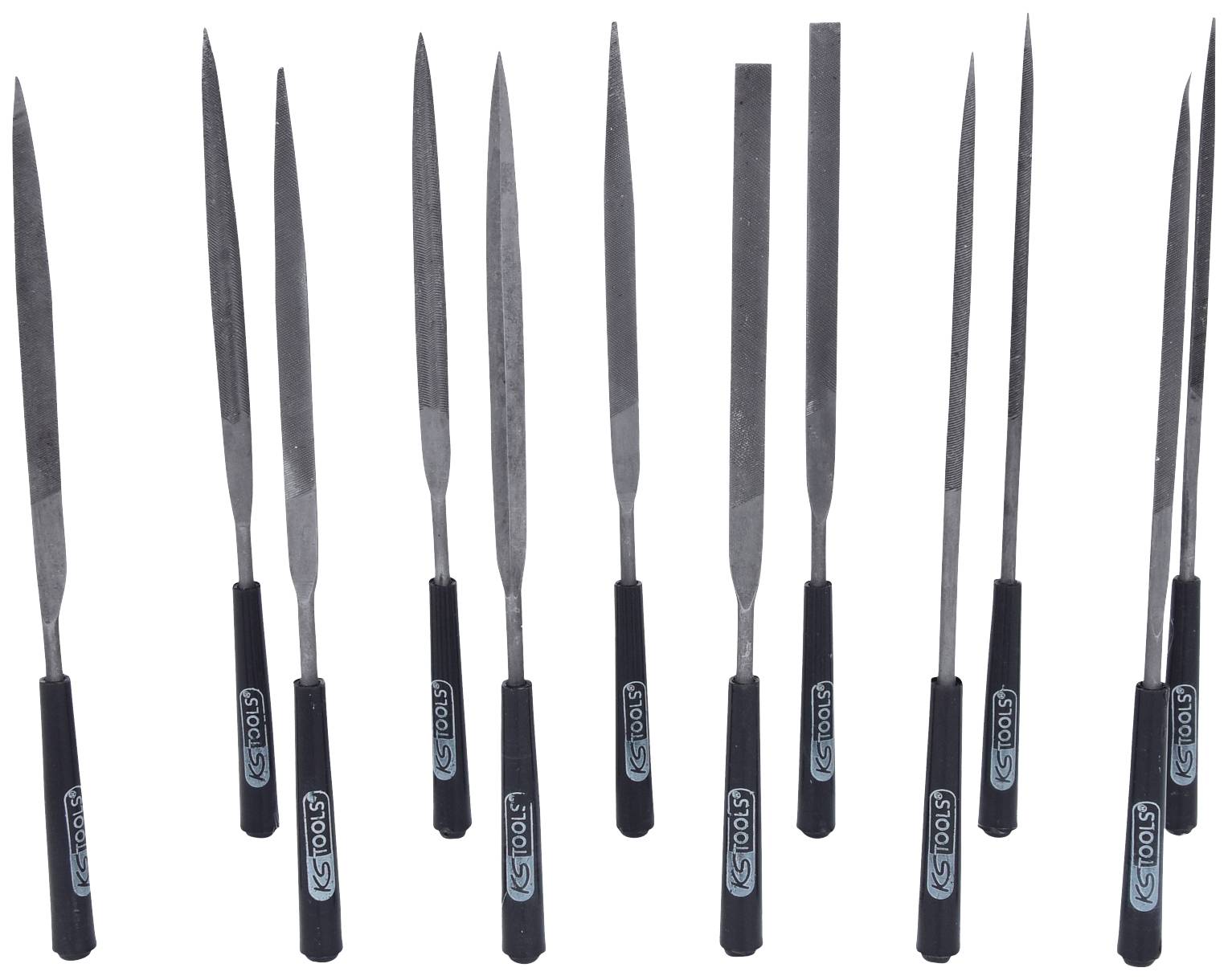 KS Tools 140.3050 Needle file set with plastic handle, 12-piece Length 90 mm 1 pc(s)
