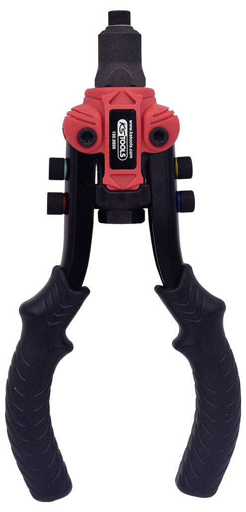 Hand riveter with a red-black handle, suitable for fixing and attachment work.