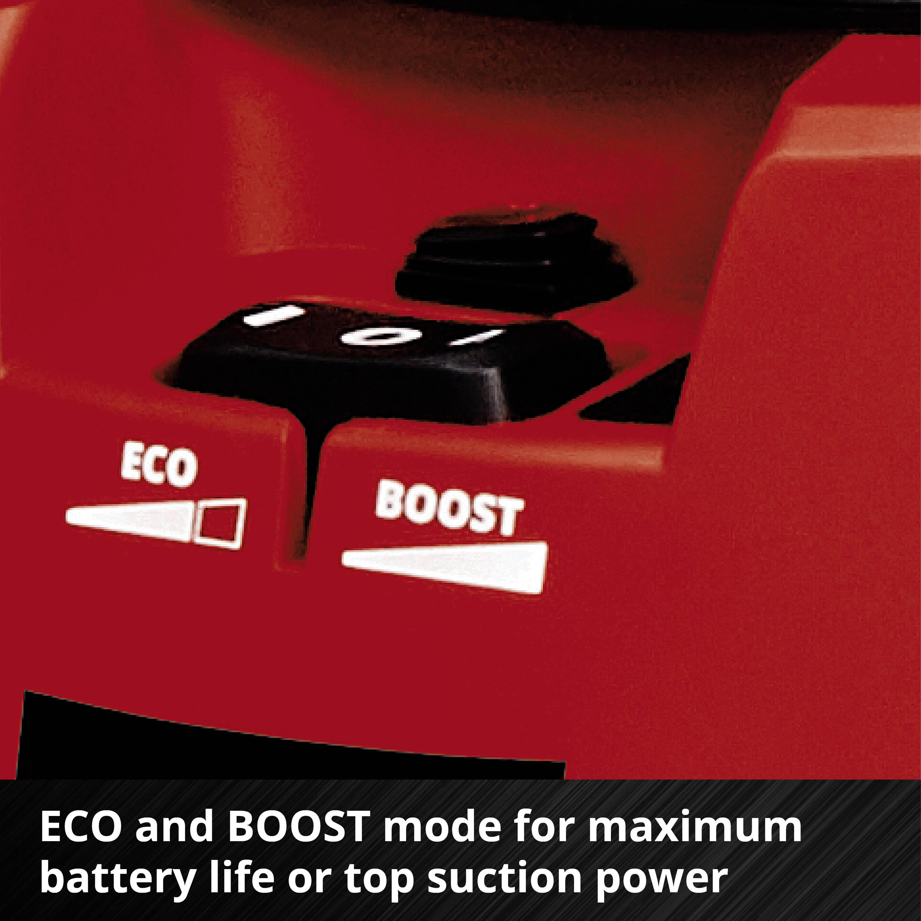Vacuum Cleaner Operating Modes: ECO for Extended Battery Life, BOOST for Maximum Suction Power.