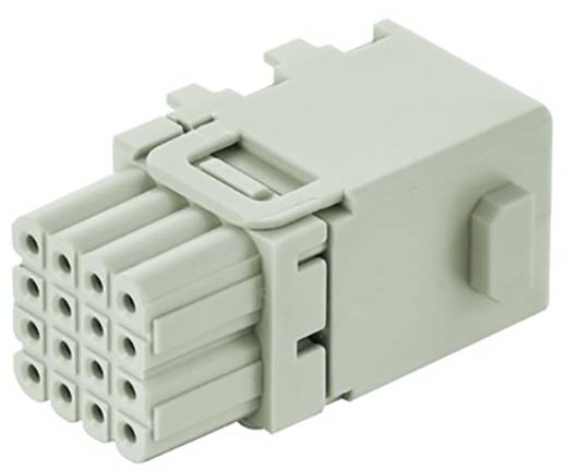 A rectangular, light grey connector with multiple connection openings and a side mounting clip.