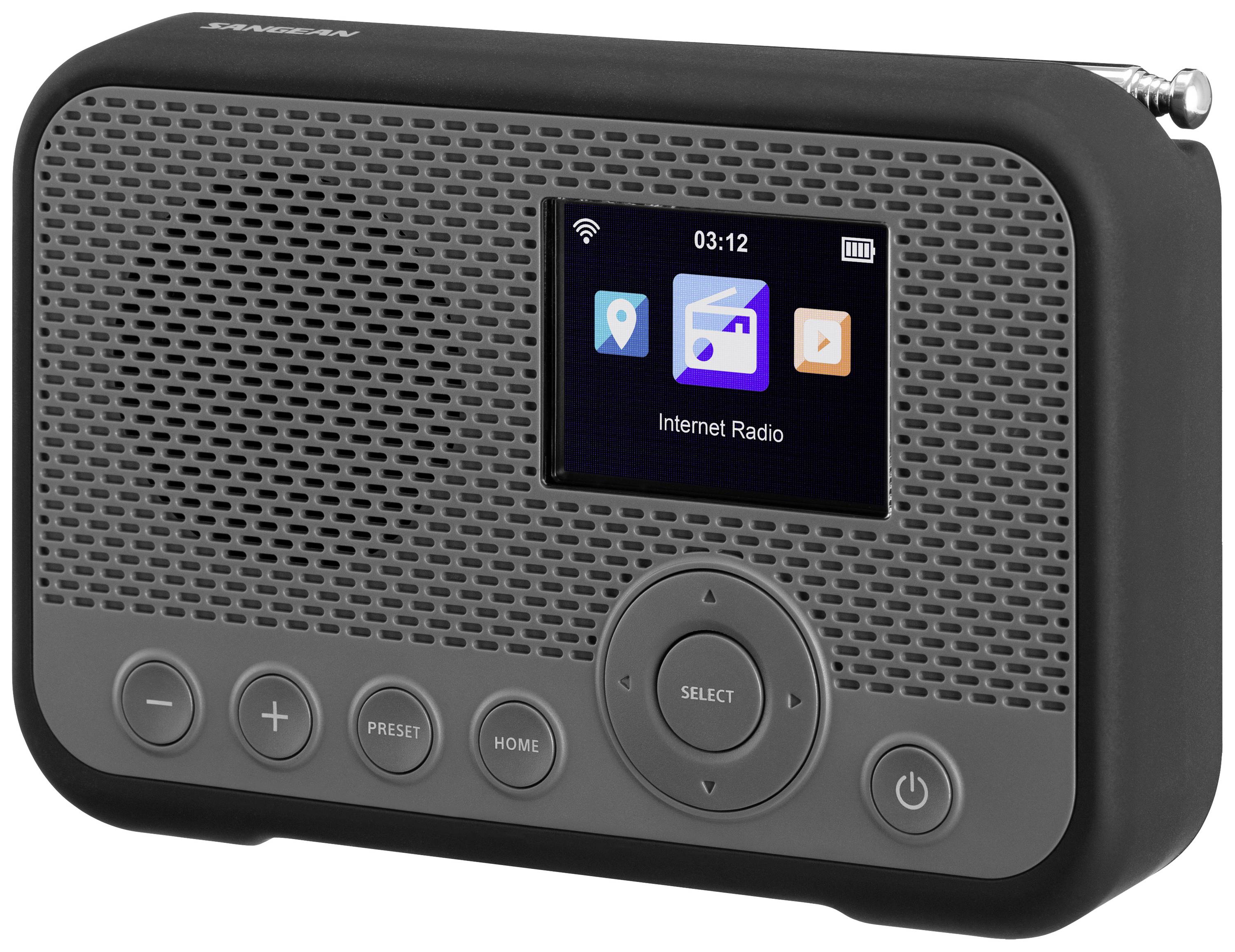 Sangean WFR-39 Internet pocket radio Internet, DAB, FM Internet radio, FM, Wi-Fi Spotify, Alarm clock, rechargeable Grey, Black