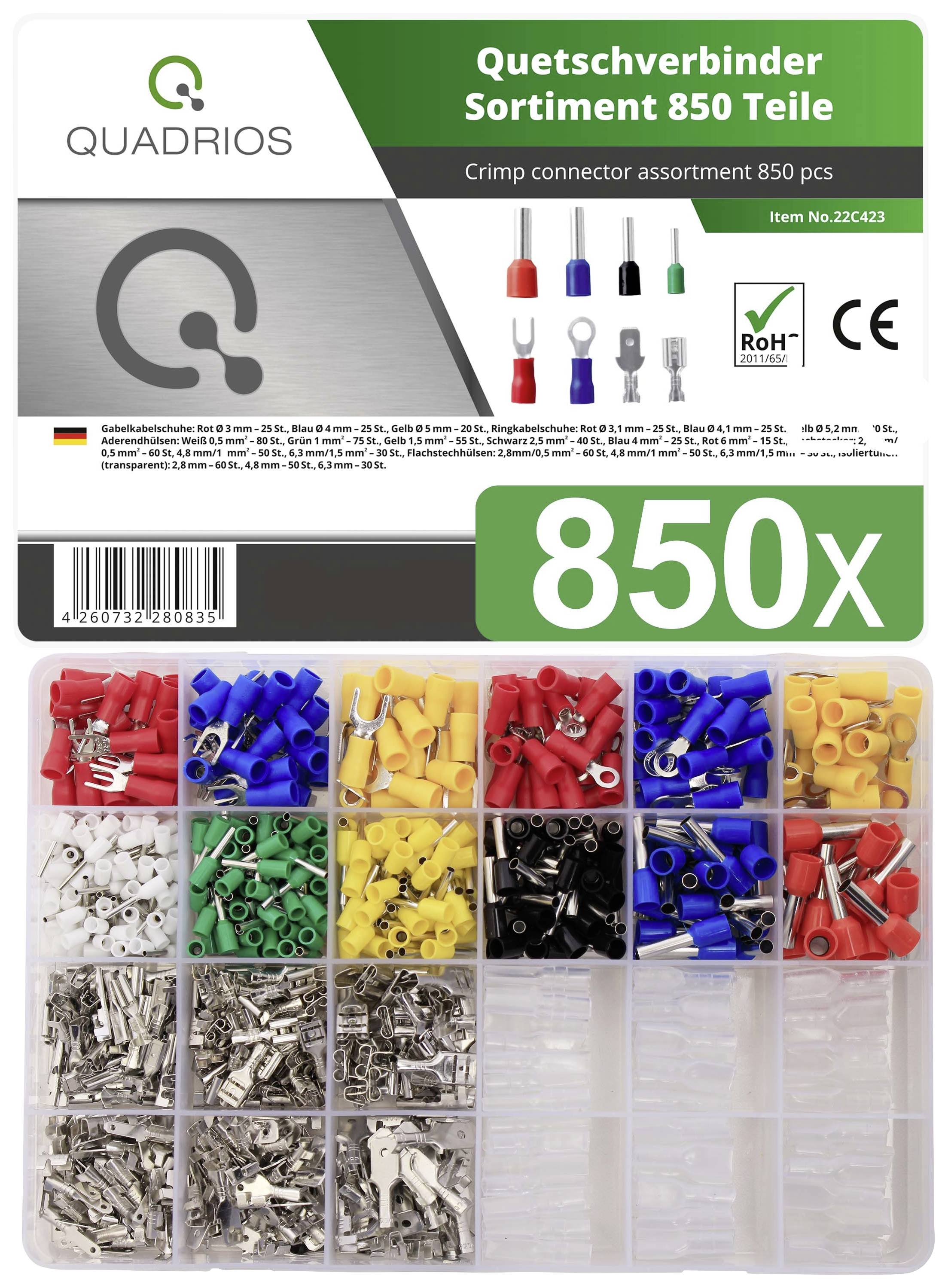 Quadrios 22C423 Crimp connector set 0.5 mm² 6 mm² Red, Blue, Yellow, Green, White, Transparent 1 Set