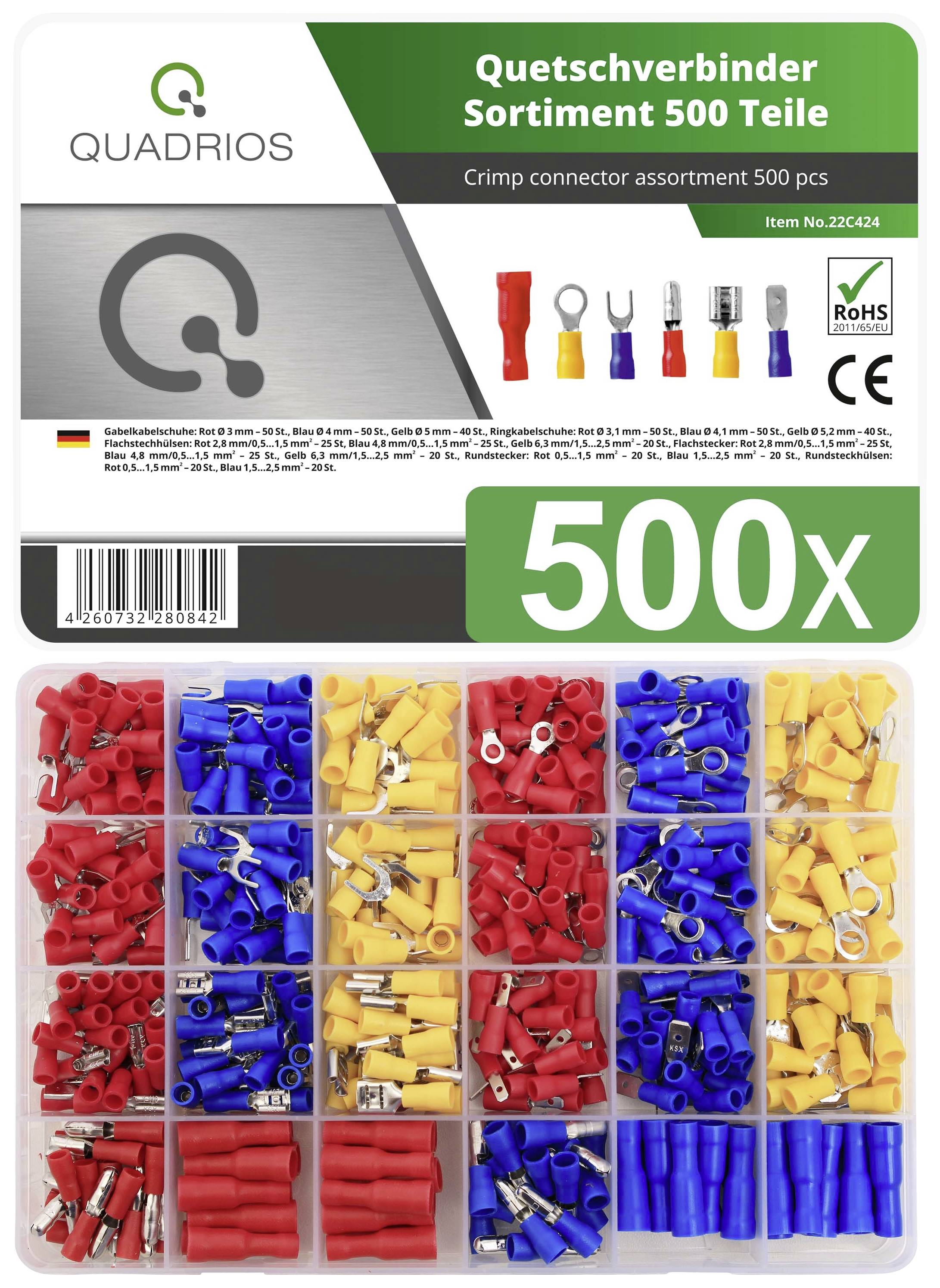 Quadrios 22C424 Crimp connector set 0.5 mm² 2.5 mm² Red, Blue, Yellow 1 Set