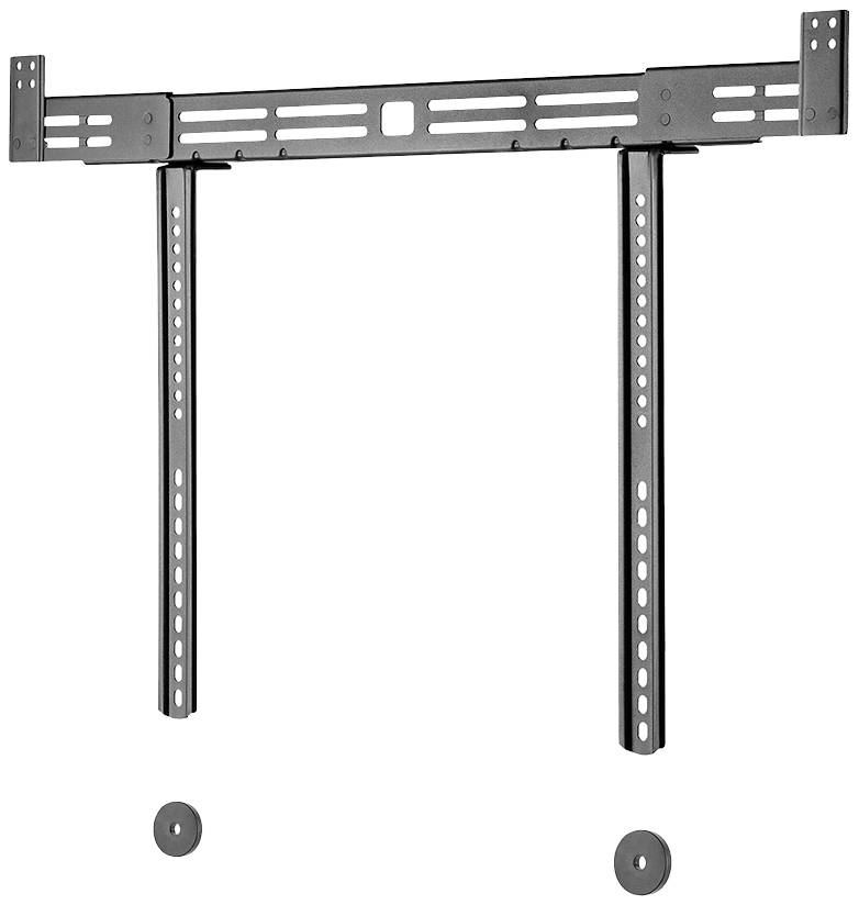 A black TV wall mount with two vertical and one horizontal element. It is suitable for mounting a flat-screen television.