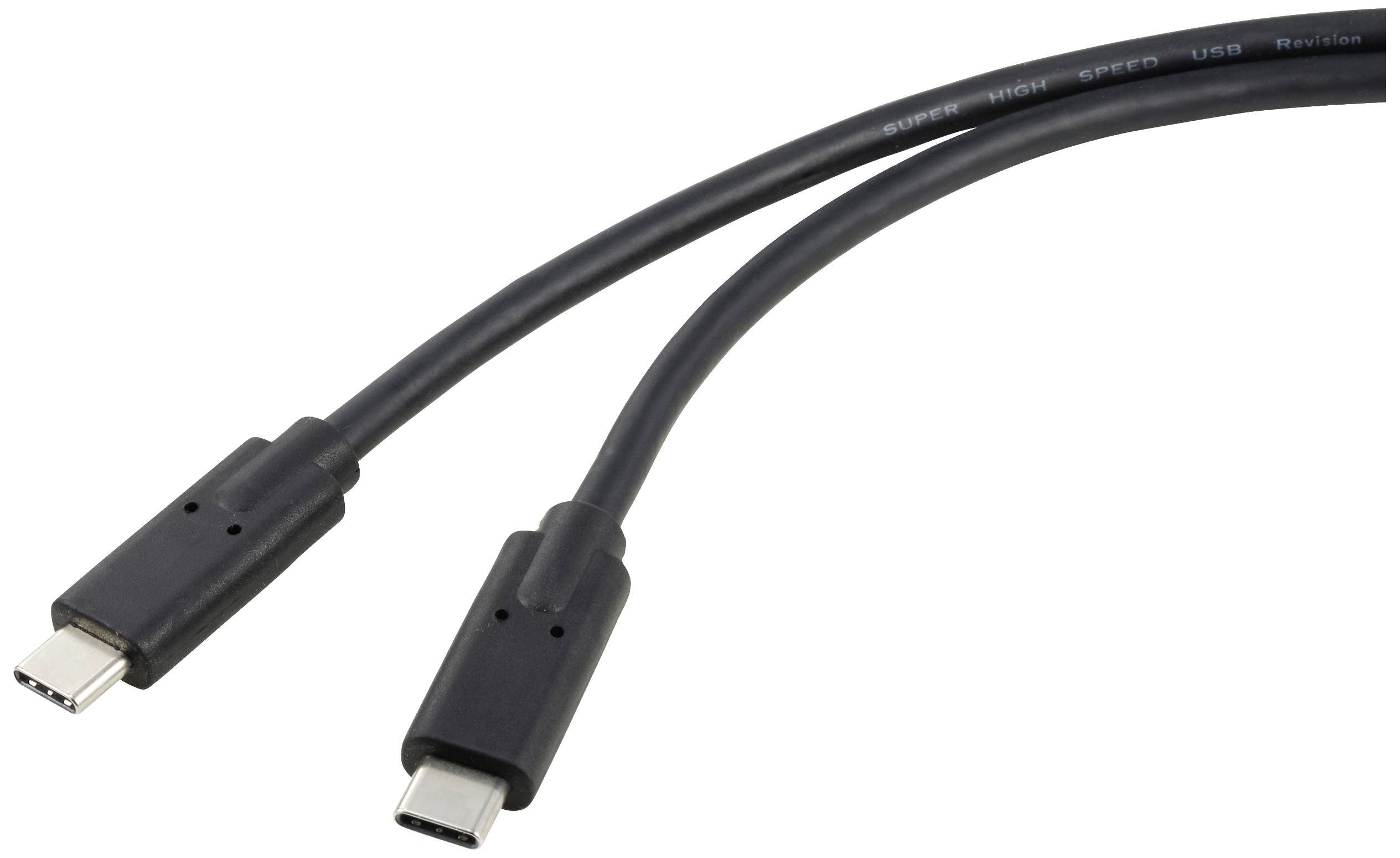 Two black USB-C cables, suitable for high-speed data transfer, on a white background.