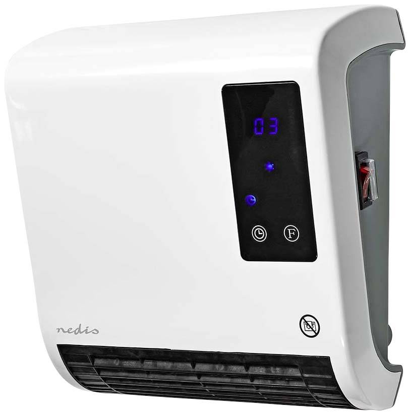 A white, wall-mounted hand dryer with a digital display shows the number 03. Control panels and air outlet are visible.