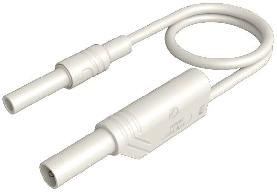 A white, loop-shaped medical device with a plug connection, apparently for use in medical or technical settings.