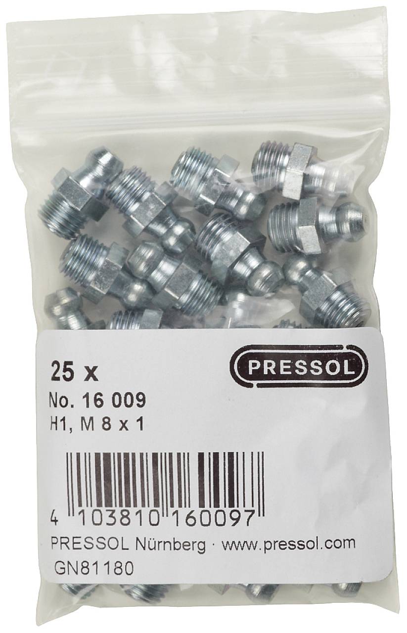 Pressol Conical lubricating nipple H1-straight, M 8 x 1-VZ 25 pc(s)