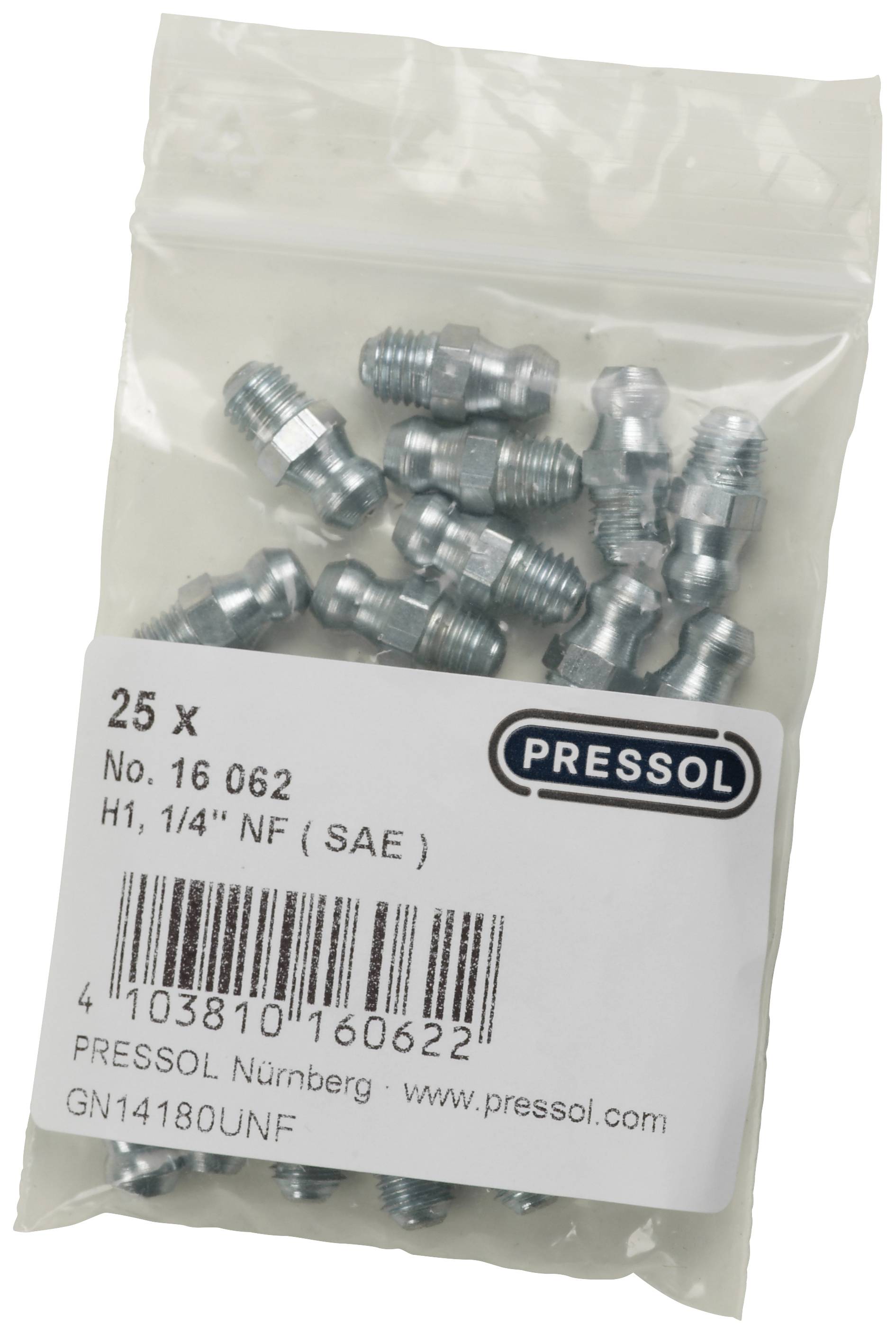 Pressol Tapered lubricating nipple H1-straight, 1/4"-UNF- 25 pc(s)