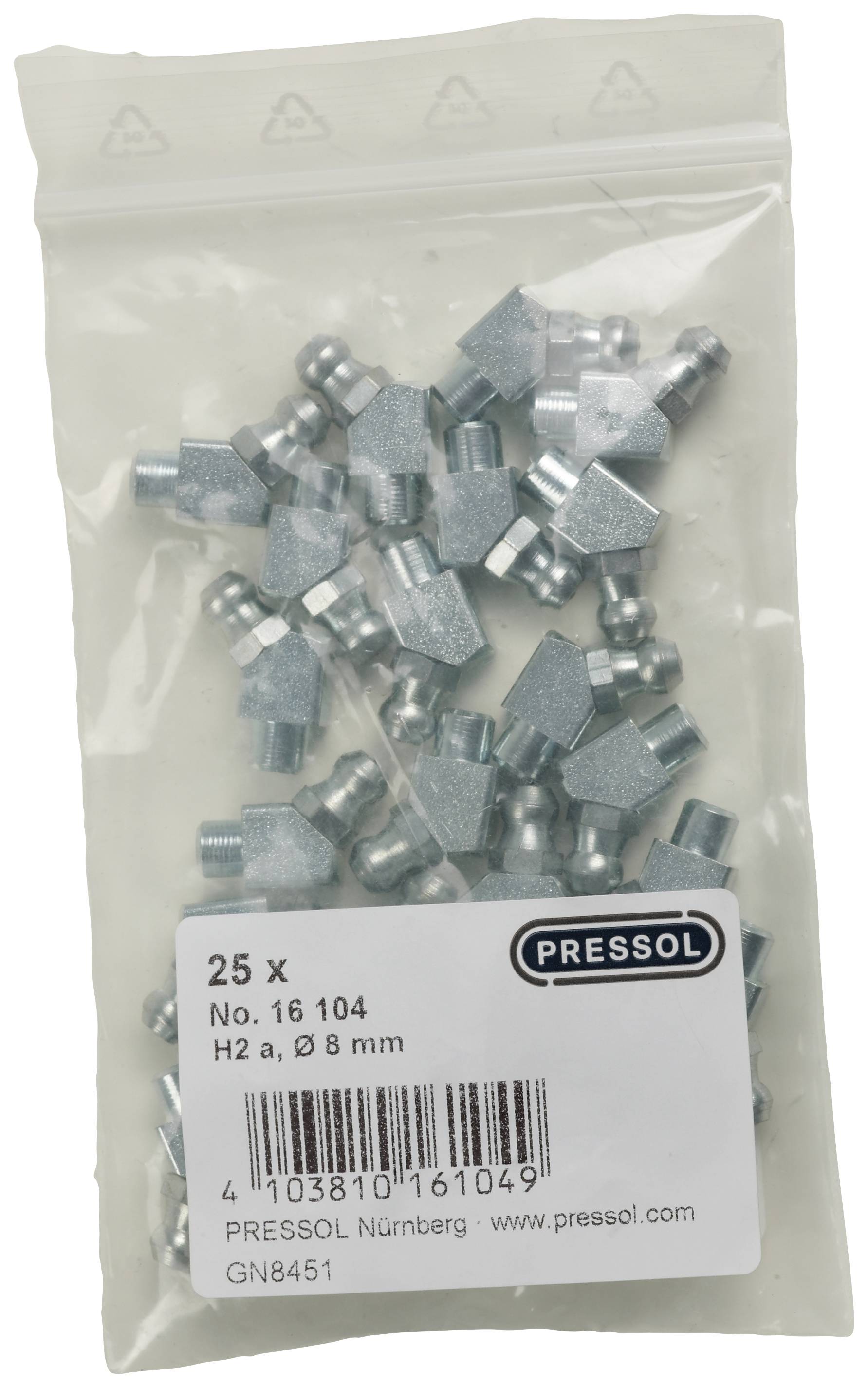 Pressol Tapered lubricating nipple H2 A-45°, Ø 8 mm-VZ-E. 25 pc(s)