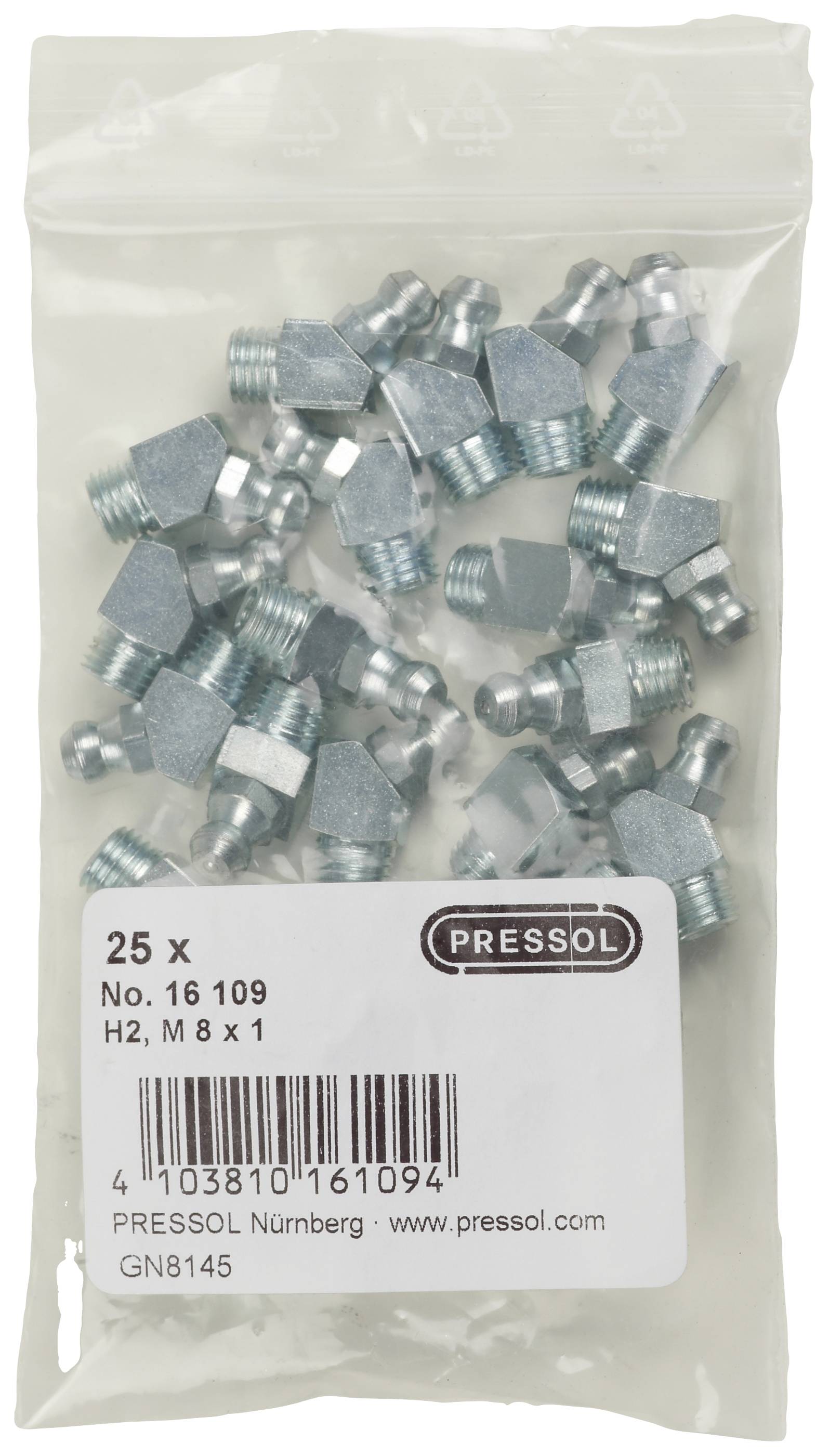 Pressol Tapered lubricating nipple H2-45°, M 8 x 1-VZ-VK 25 pc(s)