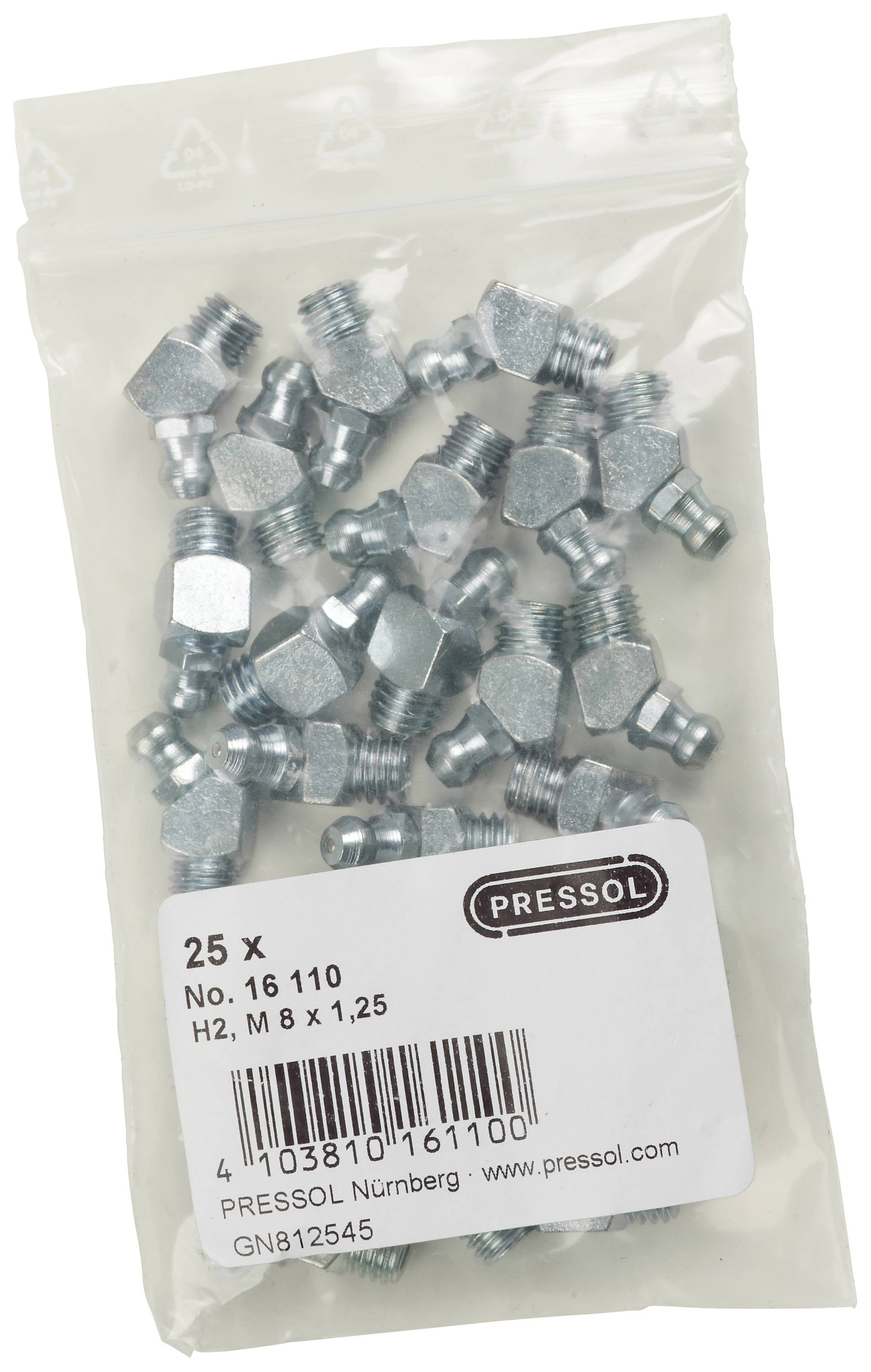 Pressol Tapered lubricating nipple H2-45°, M 8 x 1.25-VZ 25 pc(s)