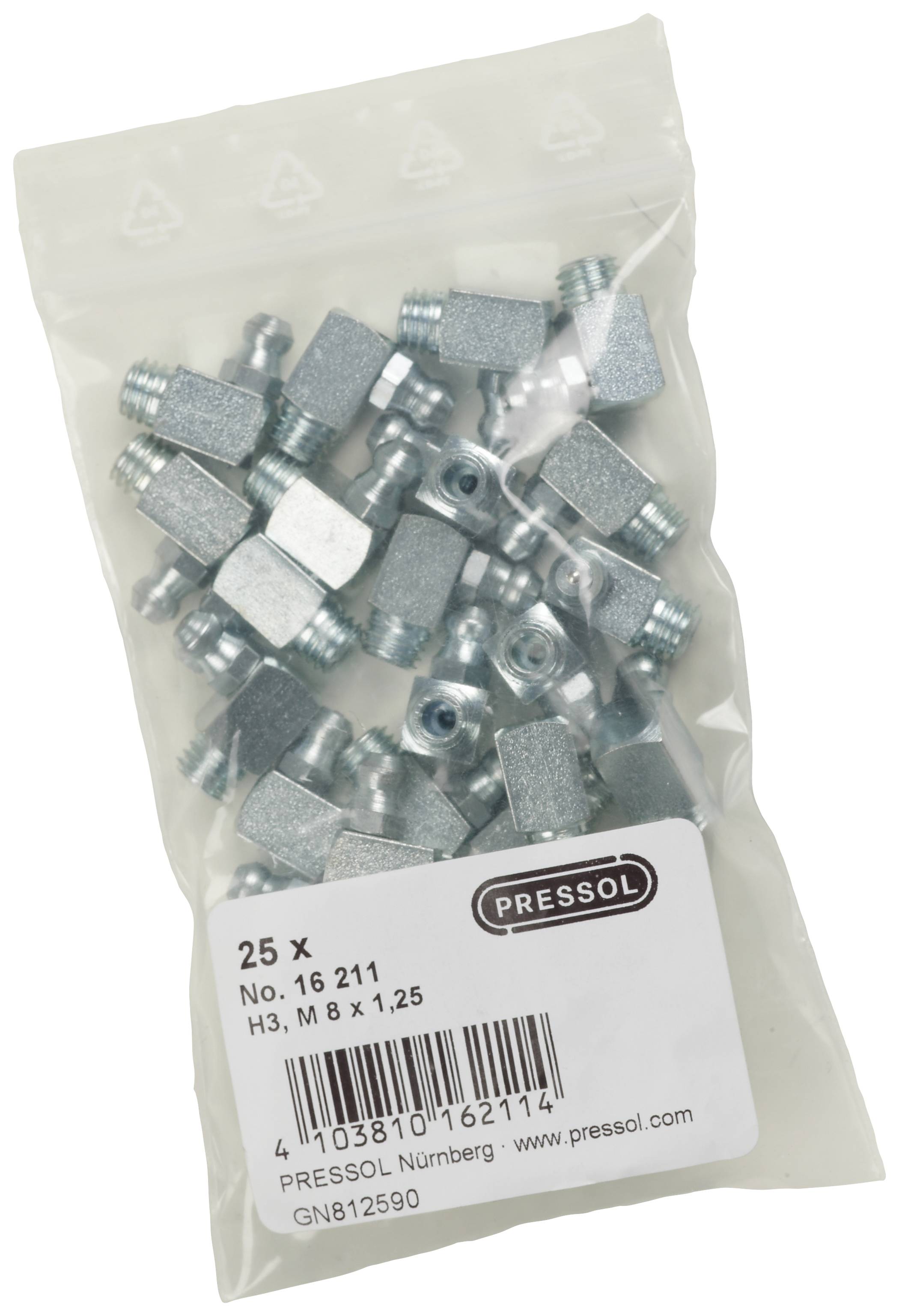 Pressol Tapered lubricating nipple H3-90°, M 8 x 1.25-VZ 25 pc(s)