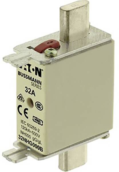 NH00 fuse, 32A, Eaton Bussmann brand, with CE marking, rated voltage 500V, suitable for industrial applications.