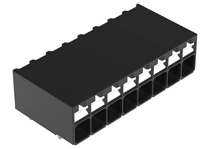 A black, rectangular plug with multiple connections in two rows. Ideal for electronic connections.