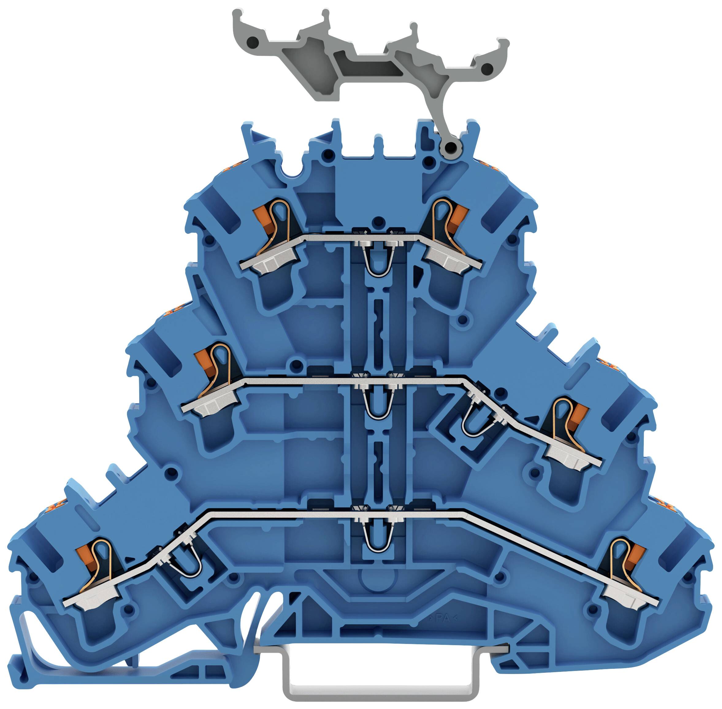 WAGO 2202-3234 Triple port continuity Spring-loaded heavy duty connector Blue 50 pc(s)