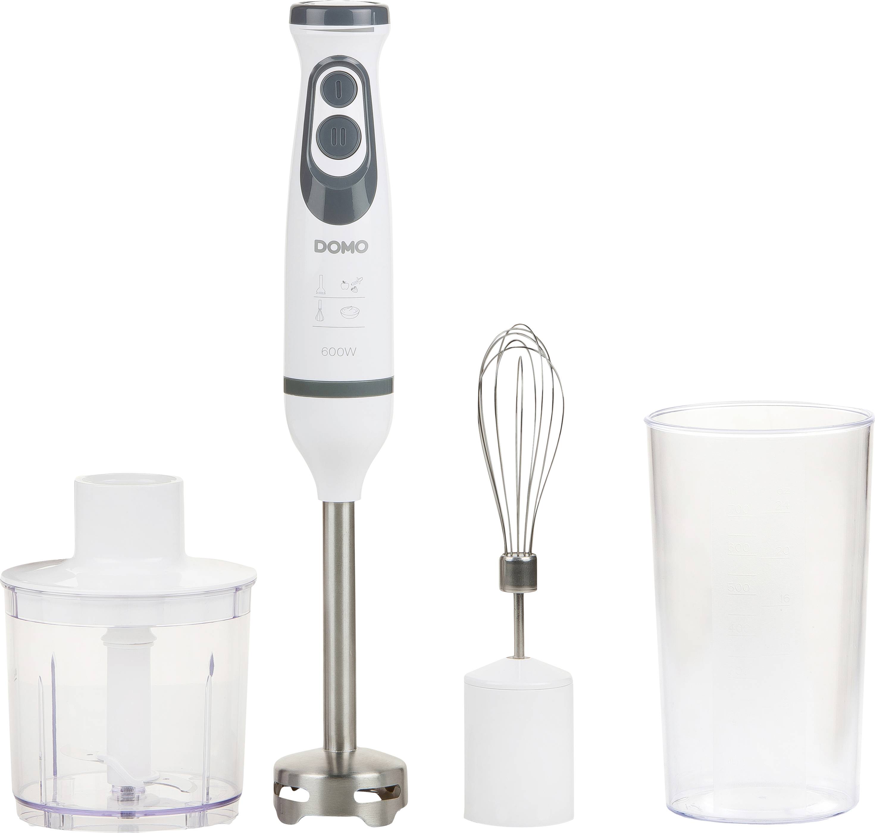 DOMO DO1089M Hand-held blender 600 W with graduated beaker, Soup blender, Whisk attachment, with blender attachment White
