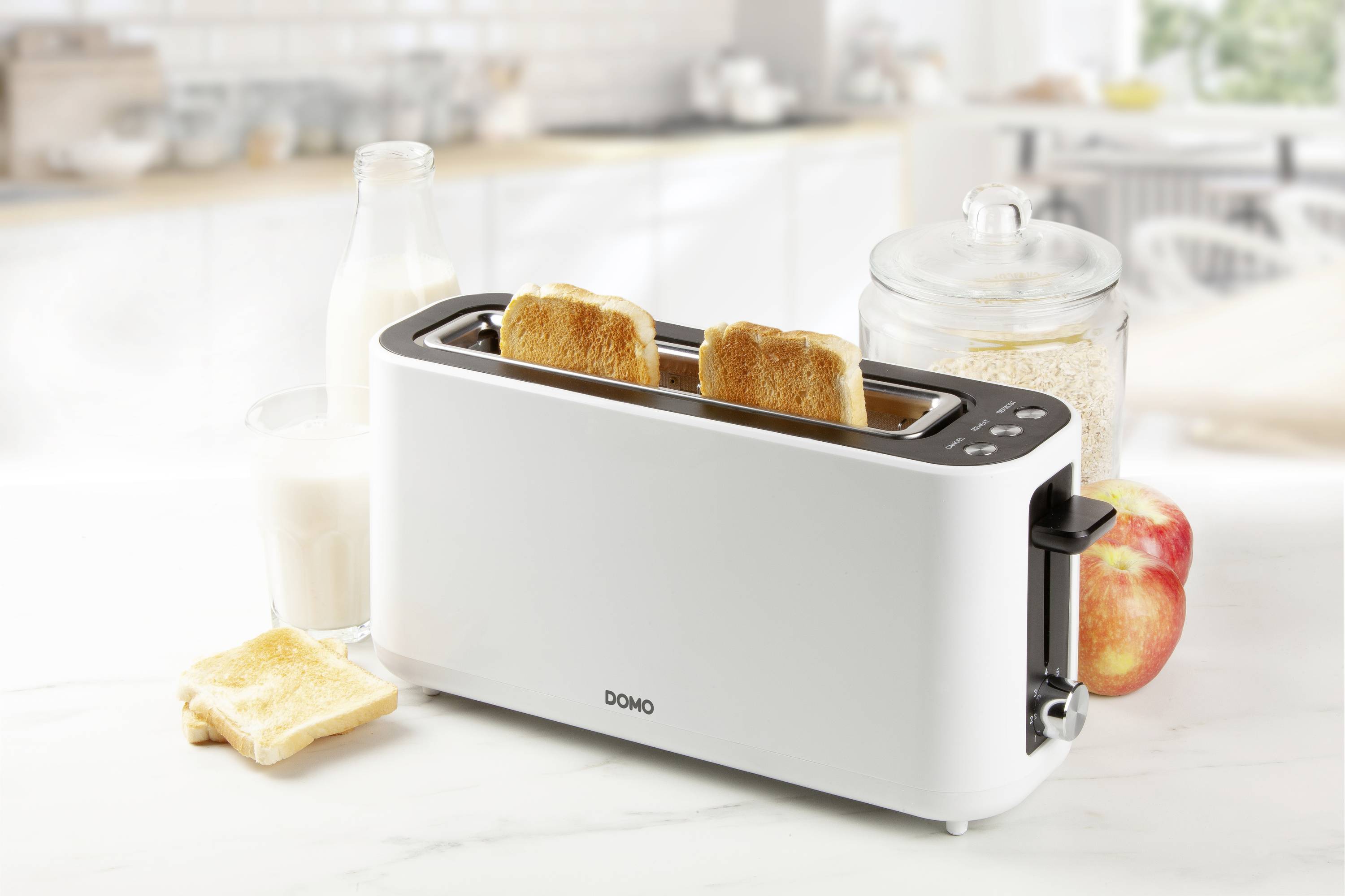 DOMO DO962T Toaster stepless thermostat, Cool touch housing White