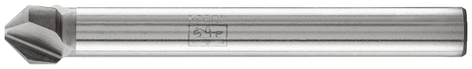 A steel countersink with a cylindrical shaft and conical head. Used for countersinking holes for screws.