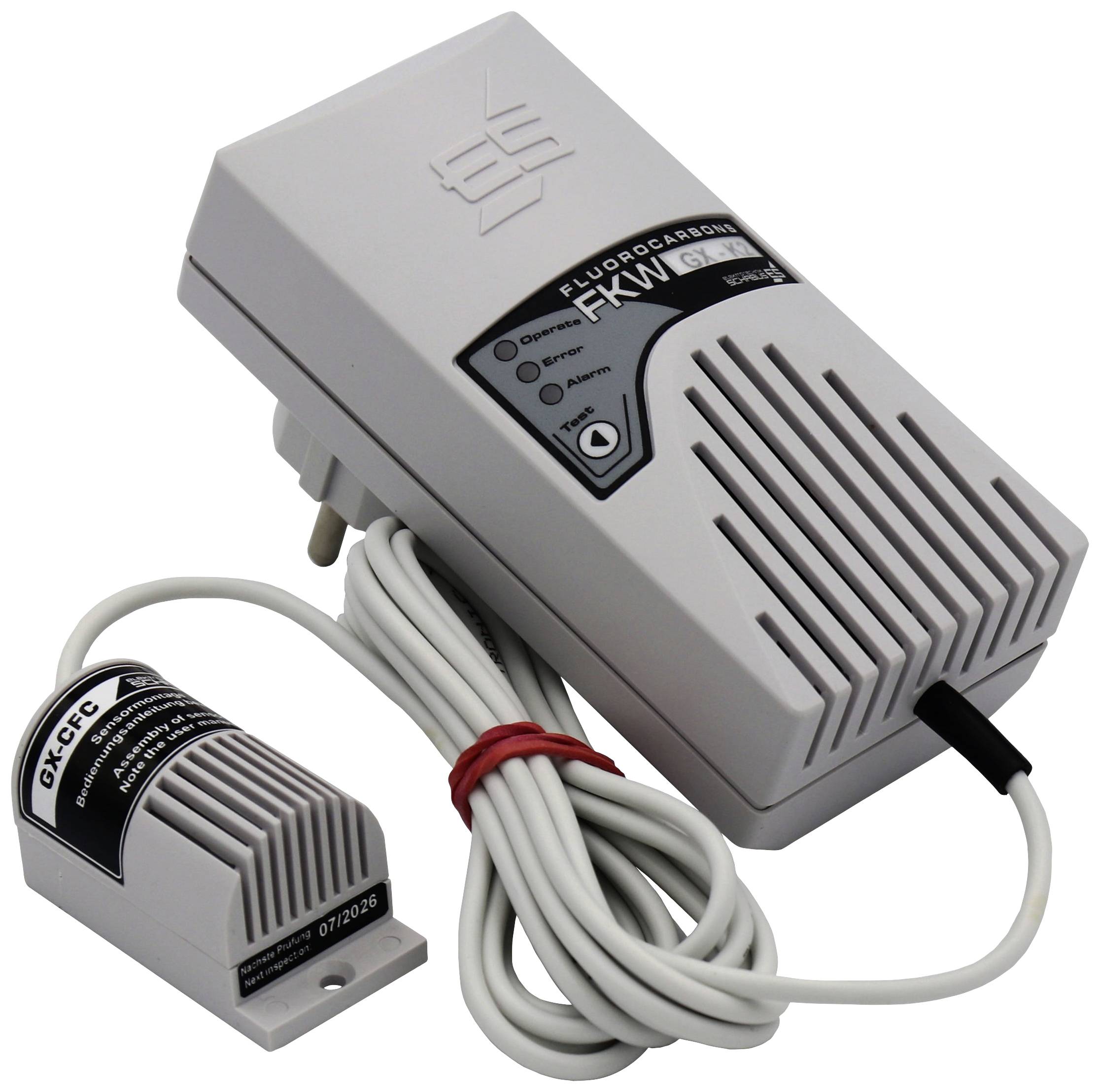 Schabus GX-K2 FKW Gas detector incl. external sensor via mains outlet detects Fluorocarbons, Coolants / freezing agents, Methane