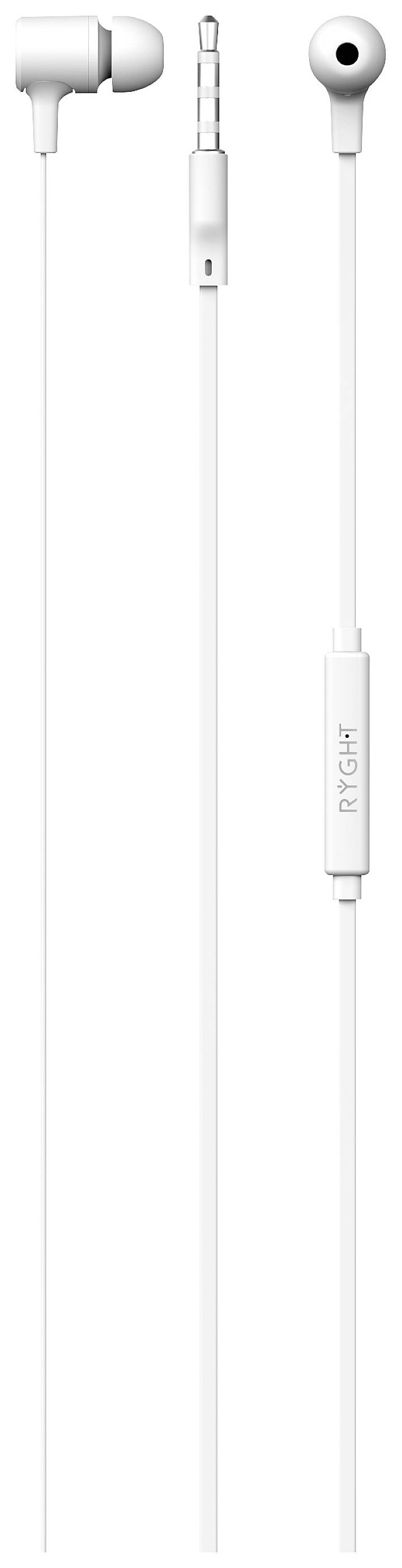 RYGHT NIYO In-ear headset Corded (1075100) Stereo White Headset, Volume control