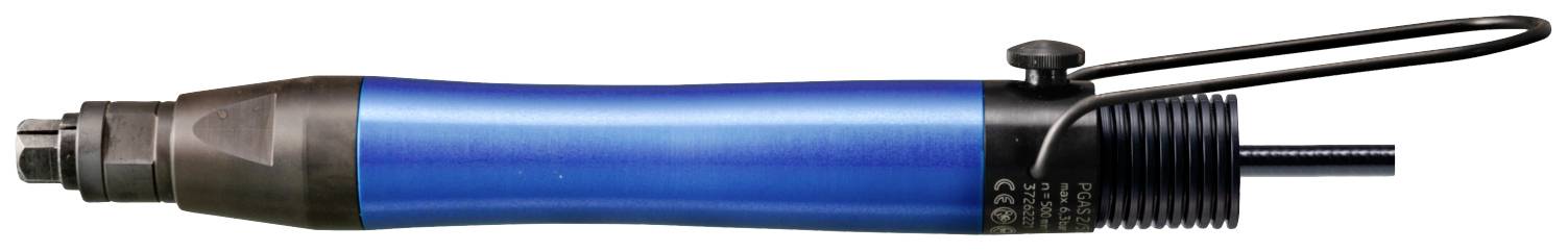 A blue, electric screwdriver with a black handle and cable, suitable for precise assembly work.