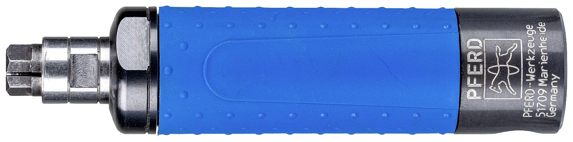 Blue pneumatic grinding point with PFERD brand and metal cap, manufactured in Germany. Used for grinding work and surface treatment.