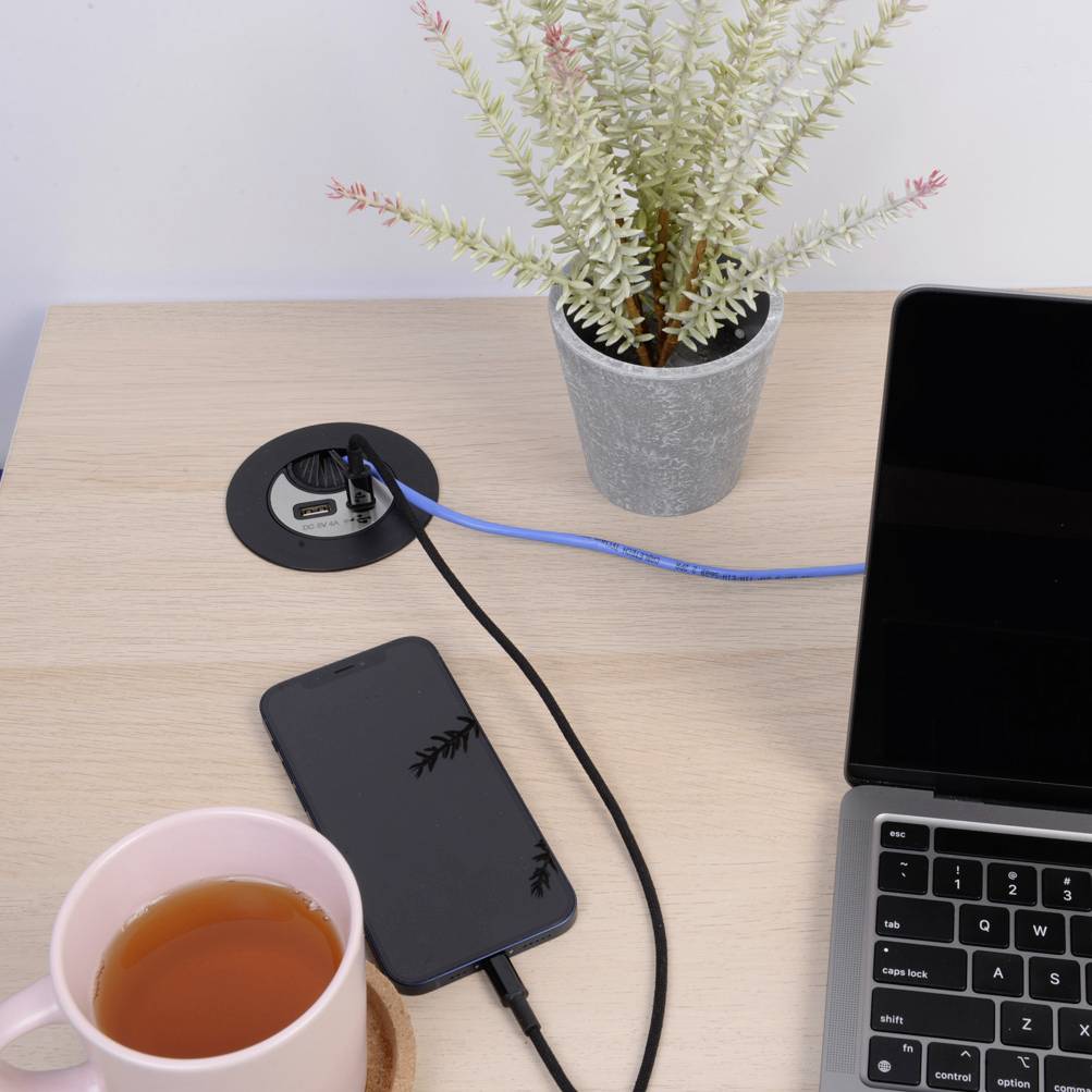 MH Office Line 166893 Worktop power strip Black/silver