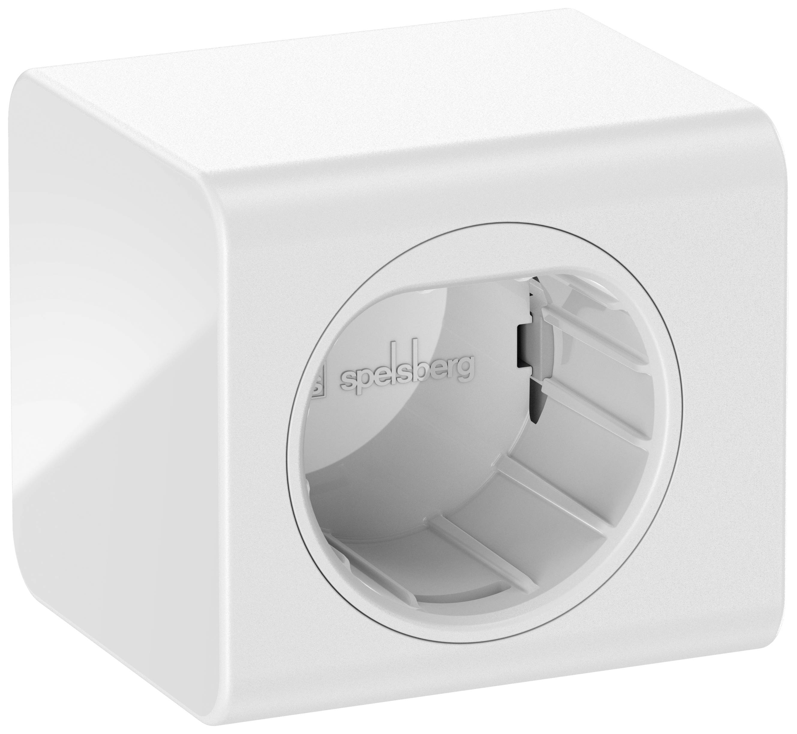 White plastic housing cap with round opening at the front, suitable for electrical installations.
