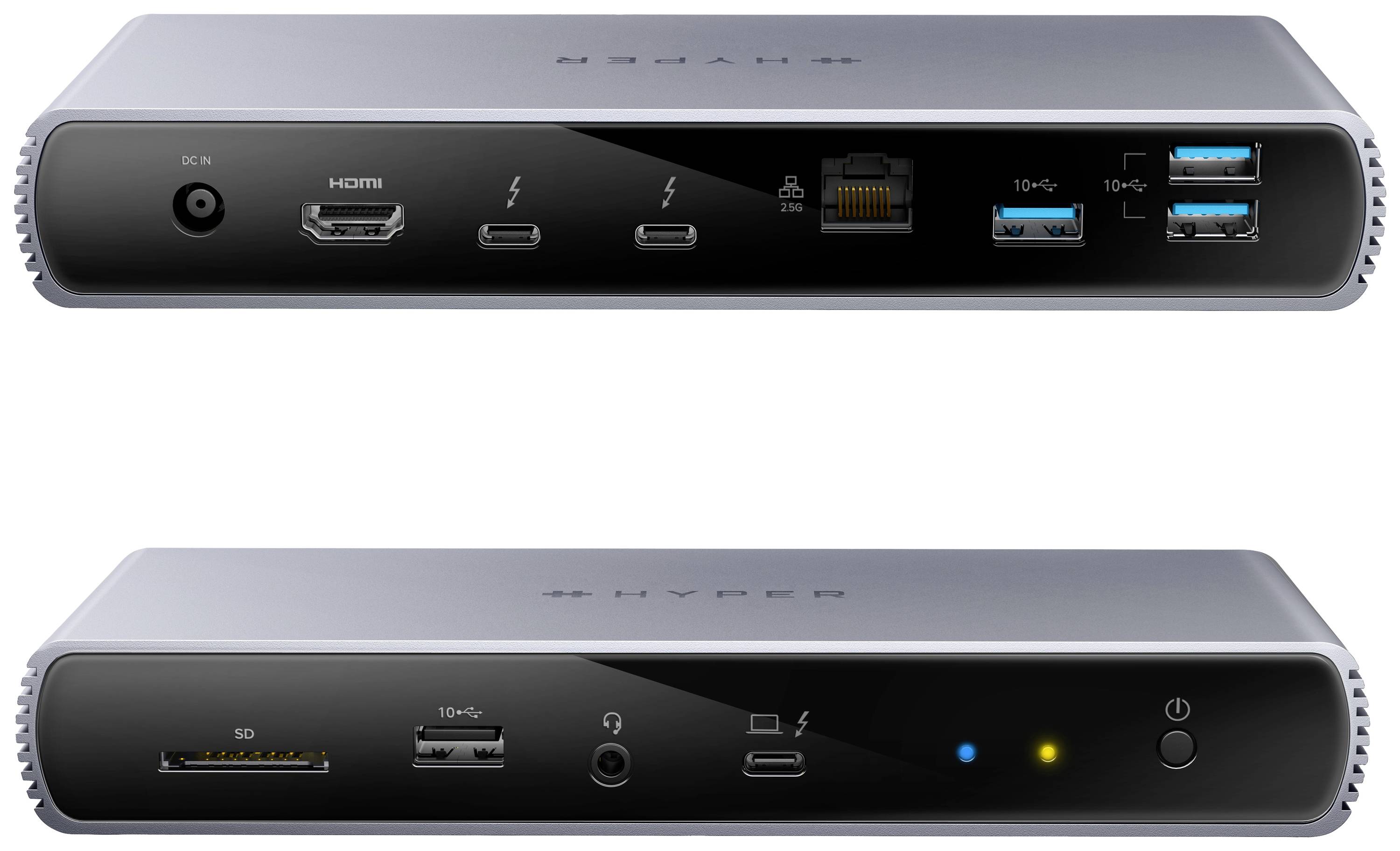 HYPER Thunderbolt™ 4 laptop docking station HyperDrive Compatible with (brand): Universal USB-C® powered, Built-in card reader