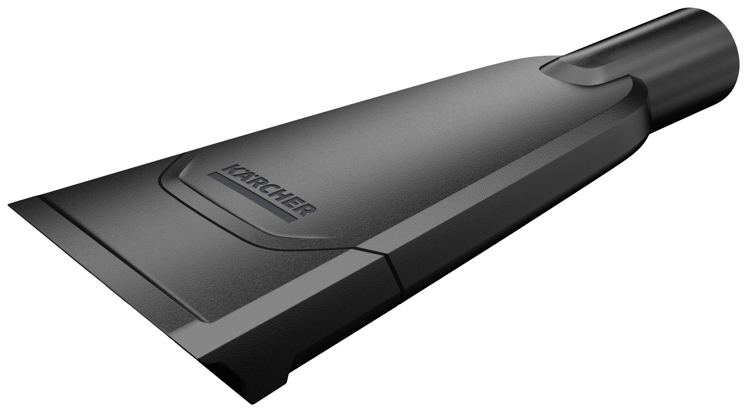 Karcher vacuum cleaner nozzle, flat and black, for cleaning upholstery and tight spaces.