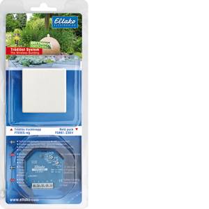 Packaged set from Eltako: Above is an image of a green garden area, below a white switch and an FSR61-230V flush-mounted radio actuator.