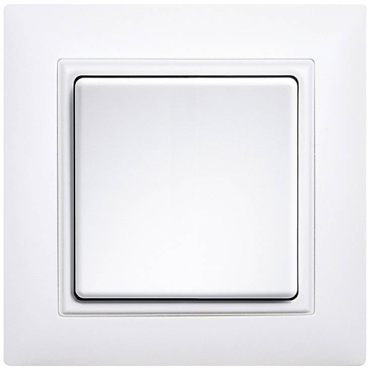 White light switches in the middle of a white wall plate.