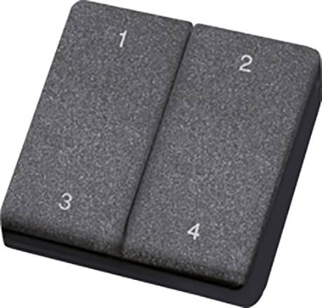 A grey foot switch with four numbered pedals, numbered from 1 to 4, for controlling devices or machines through pedal activation.
