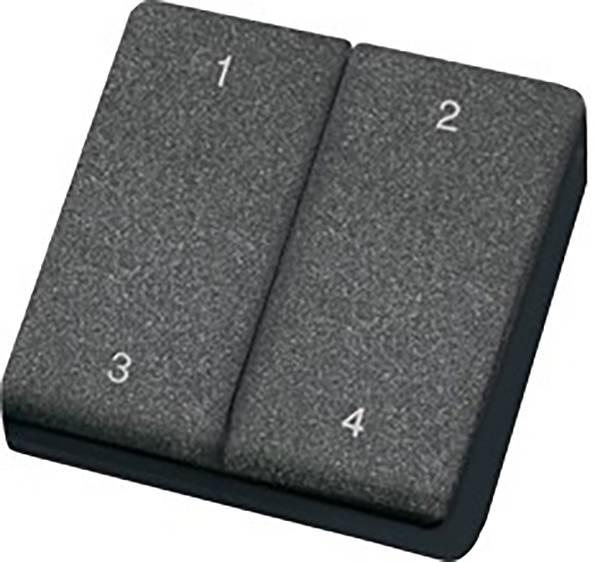 'Stone tiles with the numbers one to four' in two rows.
