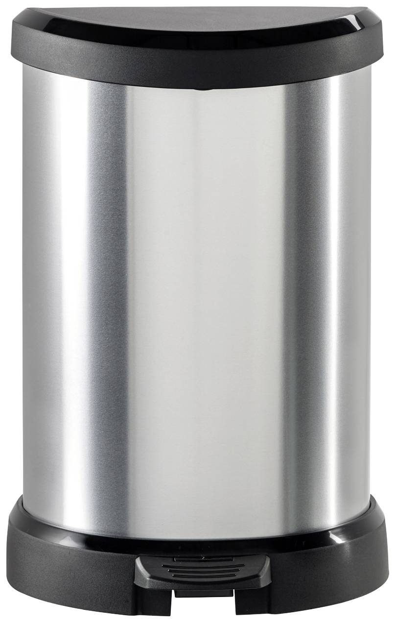 Curver DECO Bin 240568 Garbage bin 15 l (W x H x D) 303 x 448 x 268 mm Silver, Black 1 pc(s)