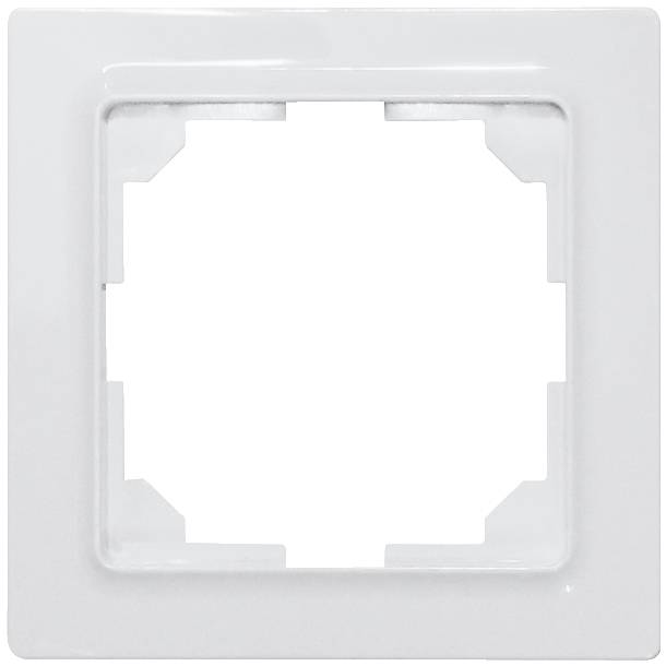 White square plastic frame cover for light switches or sockets, with a central cutout.